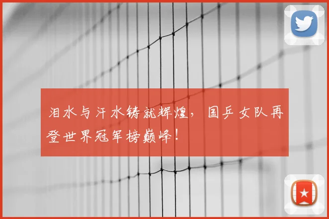 泪水与汗水铸就辉煌，国乒女队再登世界冠军榜巅峰！